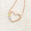 Gemstone or Diamond Heart Family Necklace