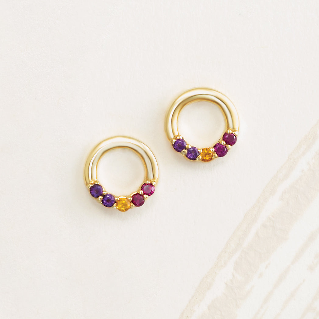 Customized Gemstone Hoop Stud Earrings